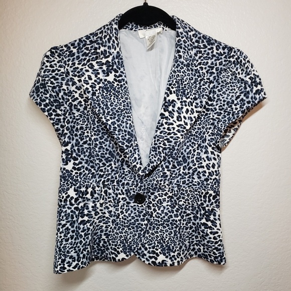 Blue animal print blazer - Picture 1 of 4